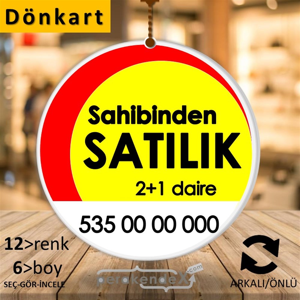 Sahibinden Satılık Yazısı 006 DÖNKART -oval,çift yön baskıdön-kart