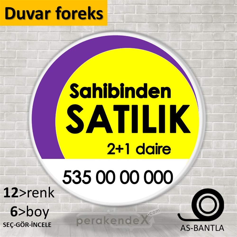 Sahibinden Satılık Yazısı 006 SERT PLASTİK POSTER,  AFİŞ -oval,tek yön baskısert plastik poster,  afiş