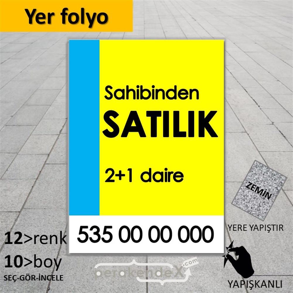 Sahibinden Satılık Yazısı 006 YER - ZEMİN FOLYO,  VİNİL -dikdörtgen,tek yön baskıyer - zemin folyo,  vinil