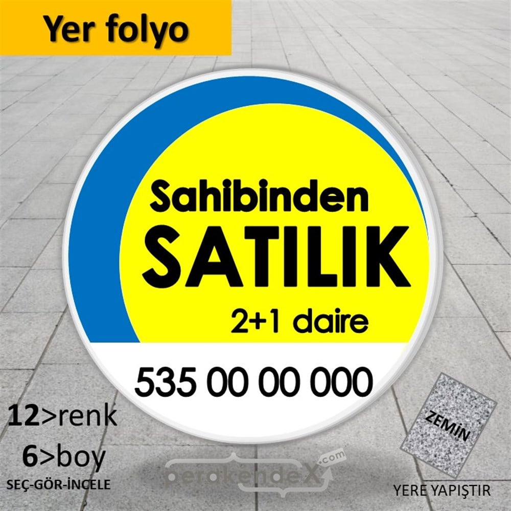 Sahibinden Satılık Yazısı 006 YER - ZEMİN FOLYO,  VİNİL -oval,tek yön baskıyer - zemin folyo,  vinil
