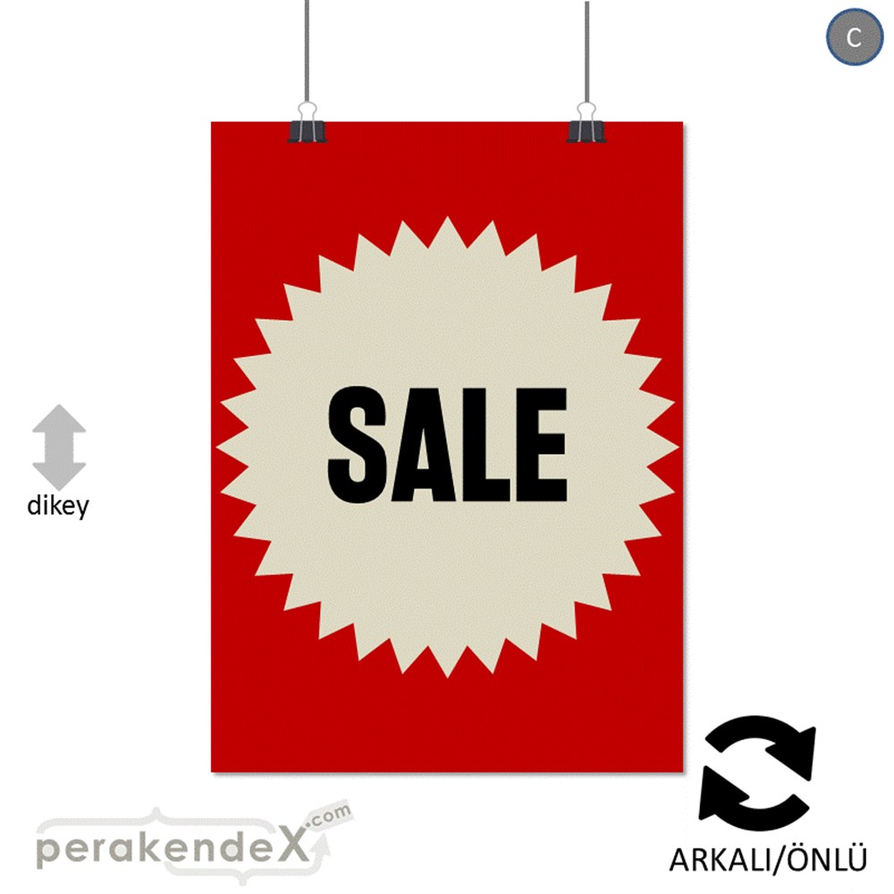 sale * SERT PLASTİK POSTER -dikdörtgen,çift yön baskı