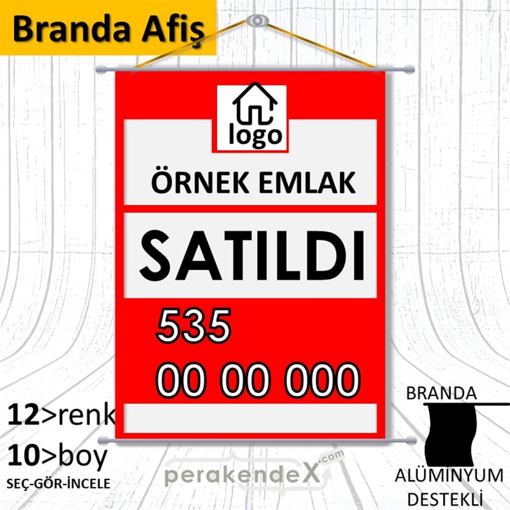 Satıldı Yazısı 001 BRANDA POSTER,  AFİŞ -dikdörtgen,tek yön baskıbranda poster,  afiş