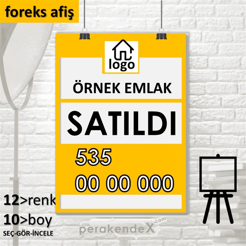 Satıldı Yazısı 001 SERT PLASTİK POSTER,  AFİŞ -dikdörtgen,tek yön baskısert plastik poster,  afiş
