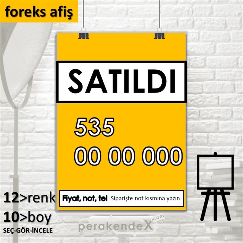 Satıldı Yazısı 005 SERT PLASTİK POSTER,  AFİŞ -dikdörtgen,tek yön baskısert plastik poster,  afiş