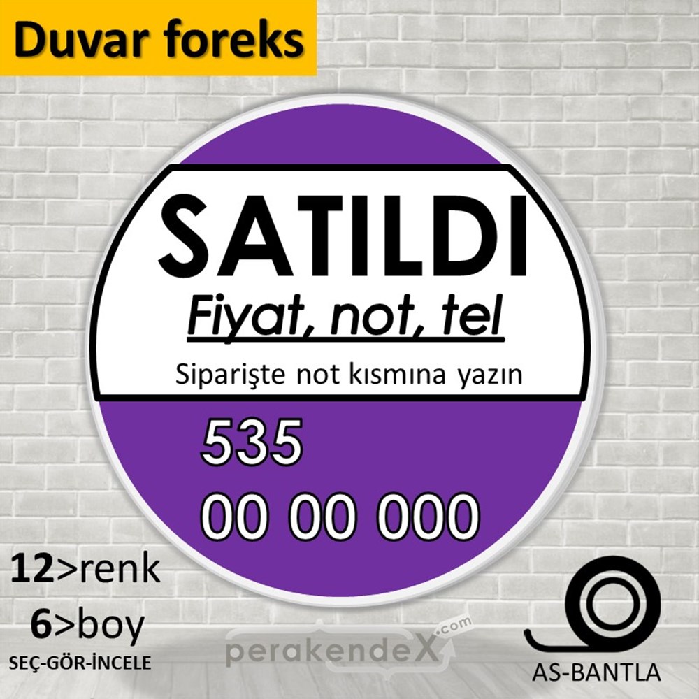 Satıldı Yazısı 005 SERT PLASTİK POSTER,  AFİŞ -oval,tek yön baskısert plastik poster,  afiş