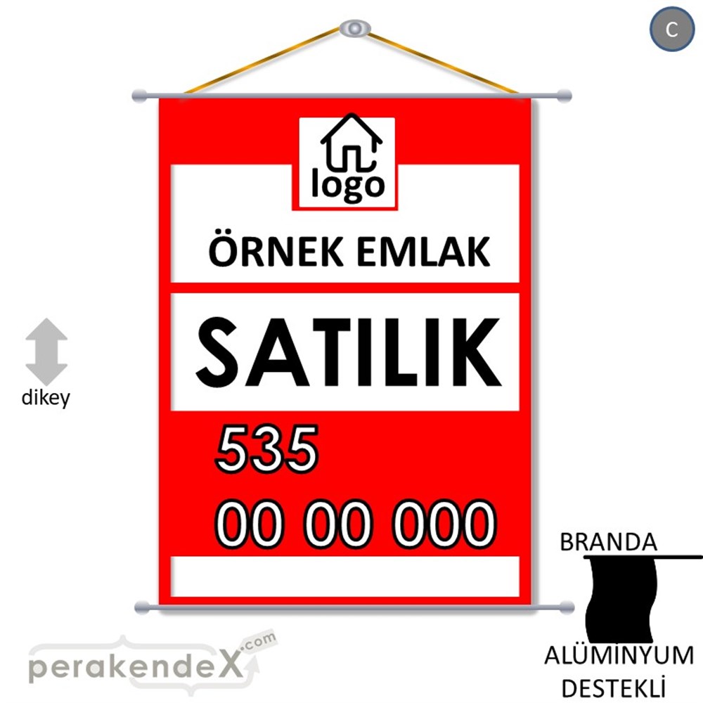 Satılık Yazısı 001 BRANDA POSTER,  AFİŞ -dikdörtgen,tek yön baskıbranda poster,  afiş