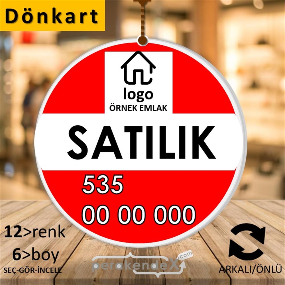 Satılık Yazısı 001 DÖNKART -oval,çift yön baskıdön-kart