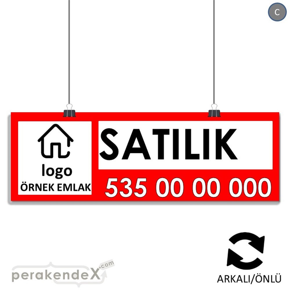 Satılık Yazısı 001 SERT PLASTİK POSTER,  AFİŞ (BANNER) -dikdörtgen,çift yön baskısert plastik poster,  afiş