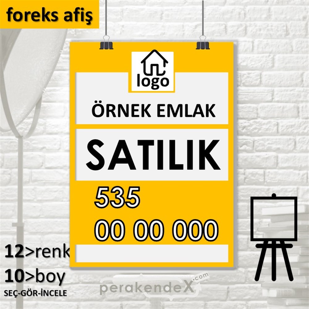 Satılık Yazısı 001 SERT PLASTİK POSTER,  AFİŞ -dikdörtgen,tek yön baskısert plastik poster,  afiş
