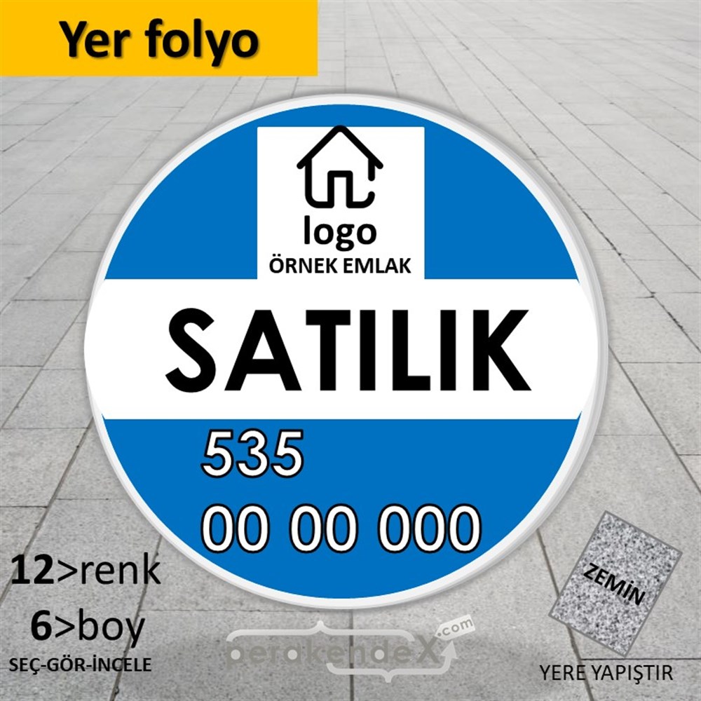 Satılık Yazısı 001 YER - ZEMİN FOLYO,  VİNİL -oval,tek yön baskıyer - zemin folyo,  vinil
