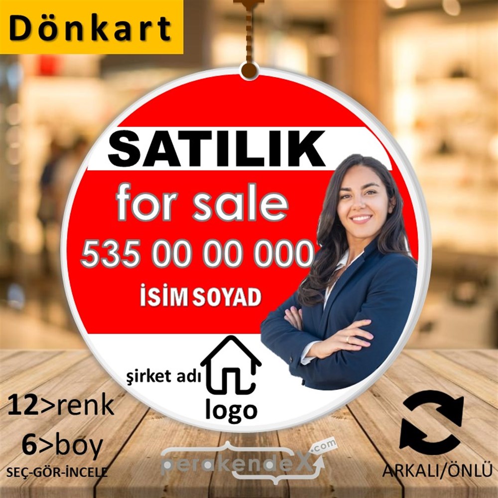 Satılık Yazısı 002 DÖNKART -oval,çift yön baskıdön-kart