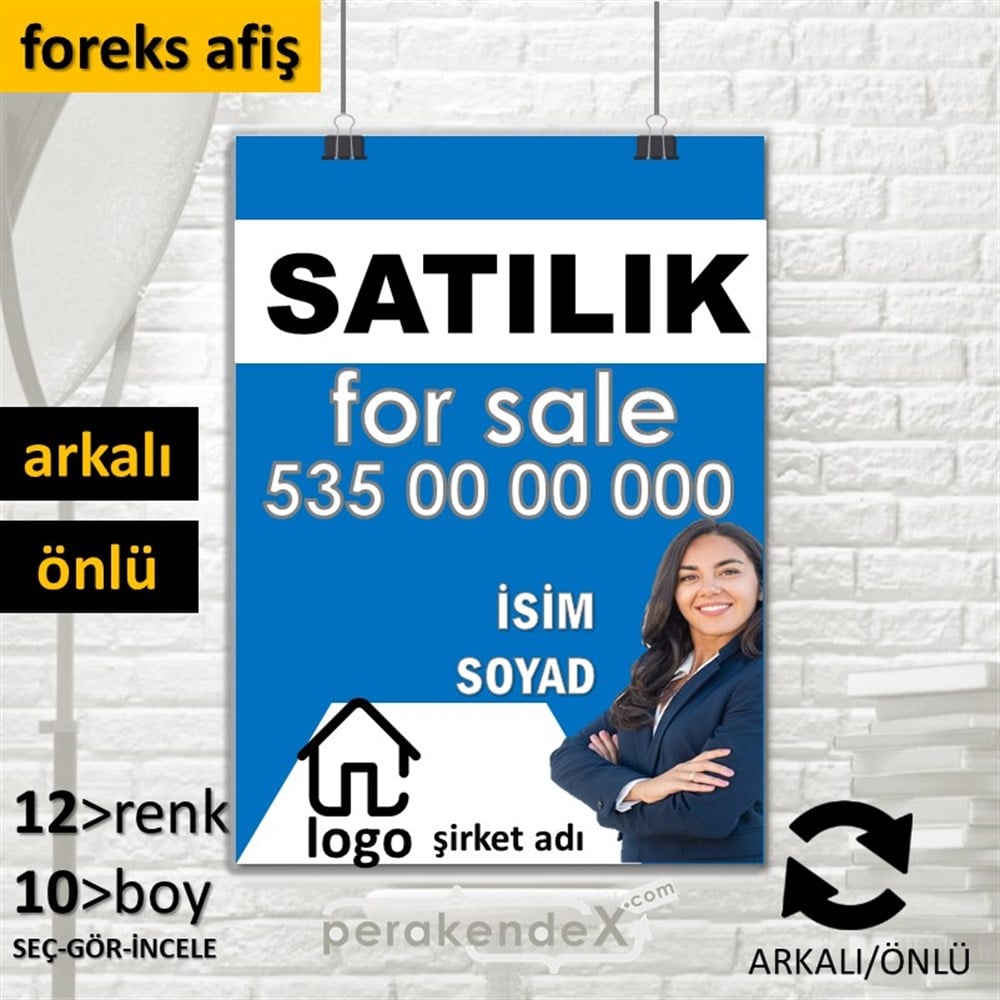 Satılık Yazısı 002 SERT PLASTİK POSTER,  AFİŞ -dikdörtgen,çift yön baskısert plastik poster,  afiş