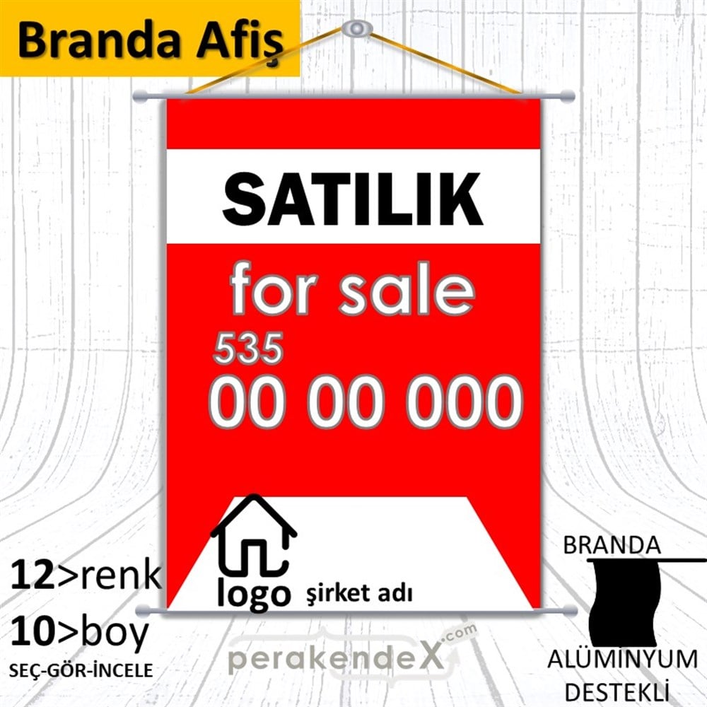 Satılık Yazısı 003 BRANDA POSTER,  AFİŞ -dikdörtgen,tek yön baskıbranda poster,  afiş