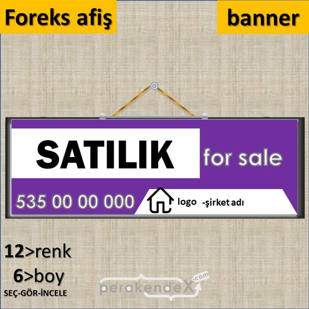 Satılık Yazısı 003 SERT PLASTİK POSTER,  AFİŞ (BANNER) -dikdörtgen,tek yön baskısert plastik poster,  afiş