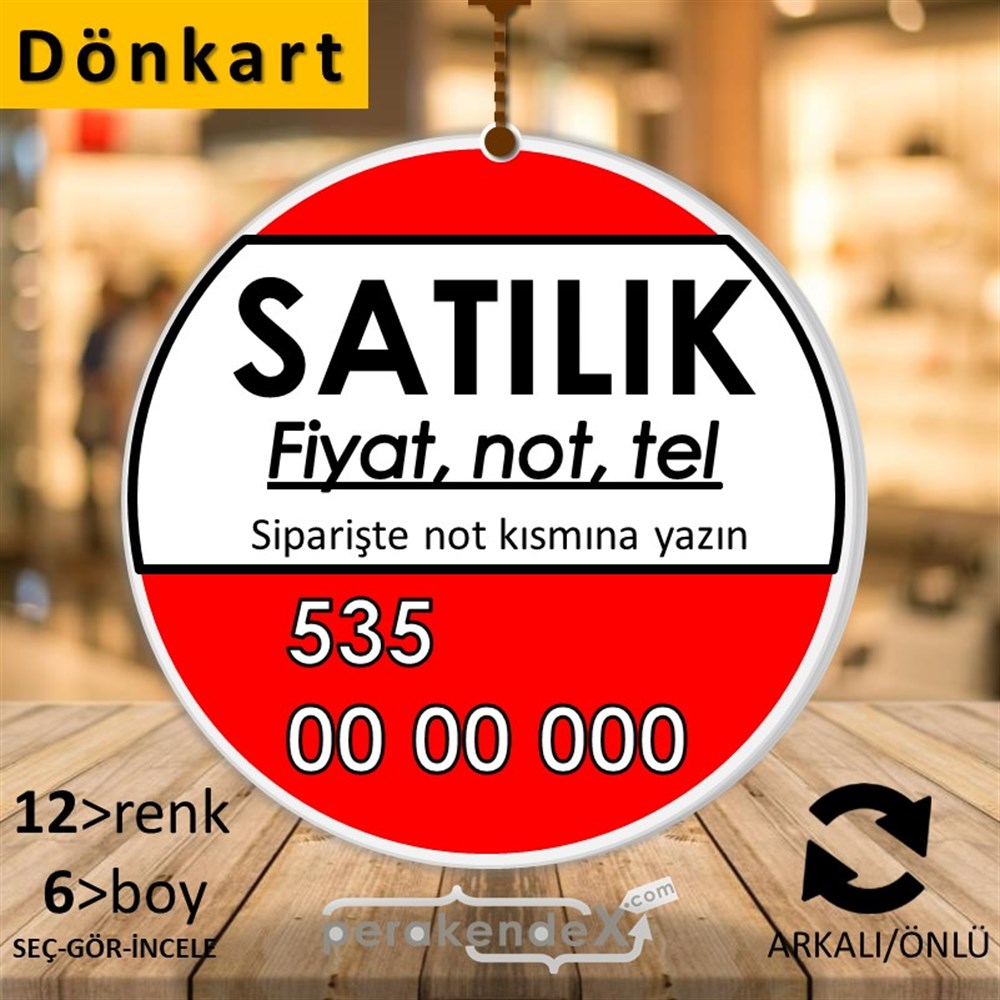 Satılık Yazısı 005 DÖNKART -oval,çift yön baskıdön-kart