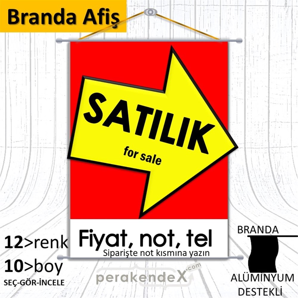 Satılık Yazısı 007 BRANDA POSTER,  AFİŞ -dikdörtgen,tek yön baskıbranda poster,  afiş