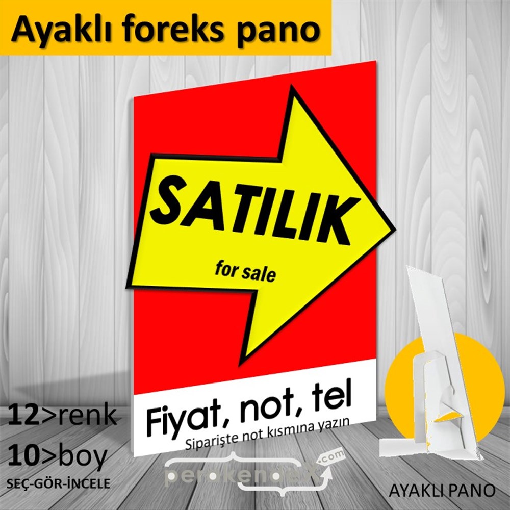 Satılık Yazısı 007 KARTON AYAKLI POSTER,  PANO -dikdörtgen,tek yön baskıkarton ayaklı poster,  pano