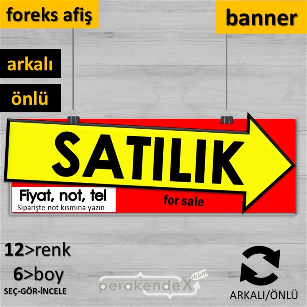 Satılık Yazısı 007 SERT PLASTİK POSTER,  AFİŞ (BANNER) -dikdörtgen,çift yön baskısert plastik poster,  afiş