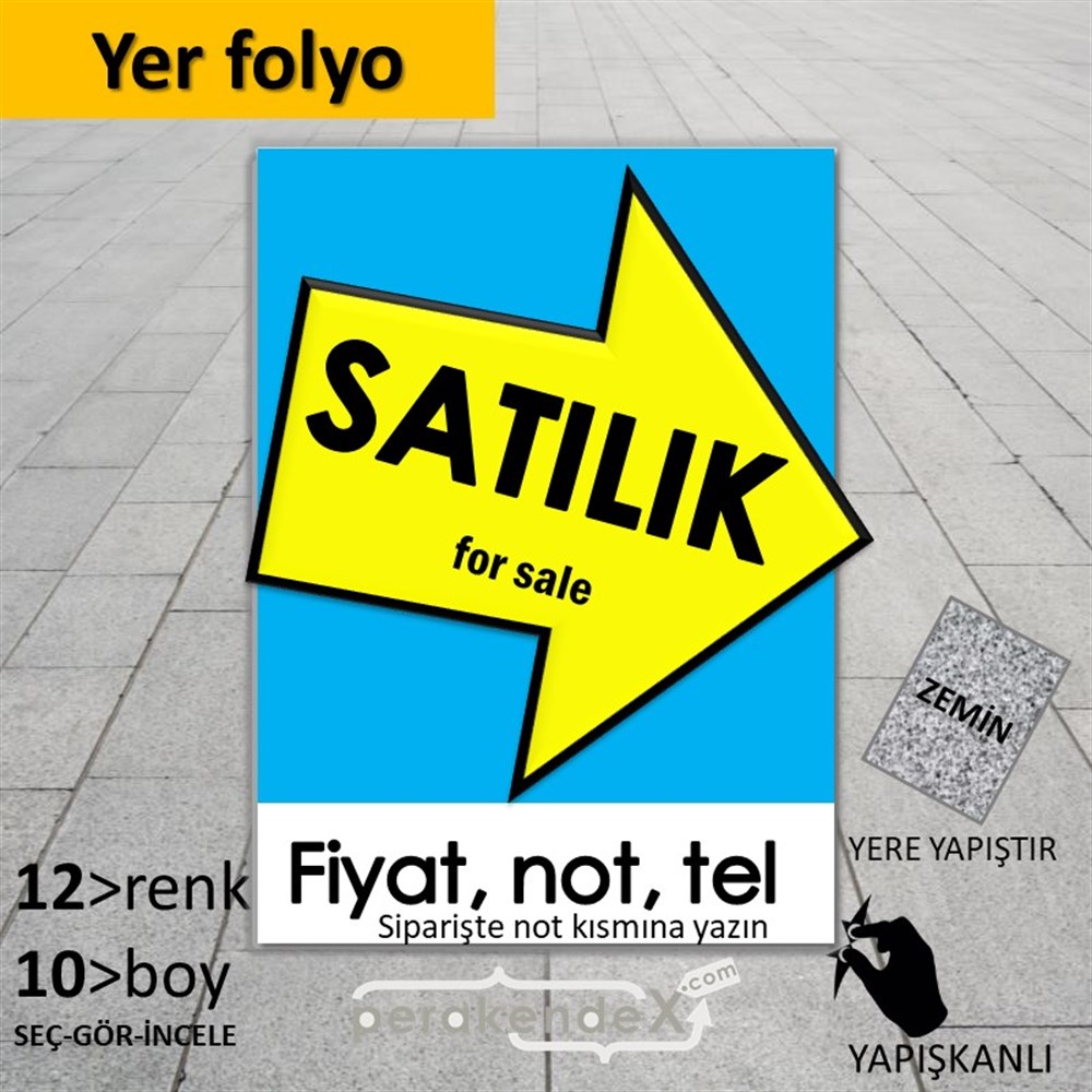 Satılık Yazısı 007 YER - ZEMİN FOLYO,  VİNİL -dikdörtgen,tek yön baskıyer - zemin folyo,  vinil