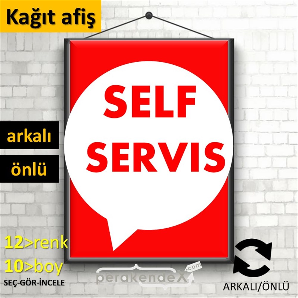 Self Servis Hizmet KAĞIT POSTER,  AFİŞ -dikdörtgen,çift yön baskıkağıt poster,  afiş