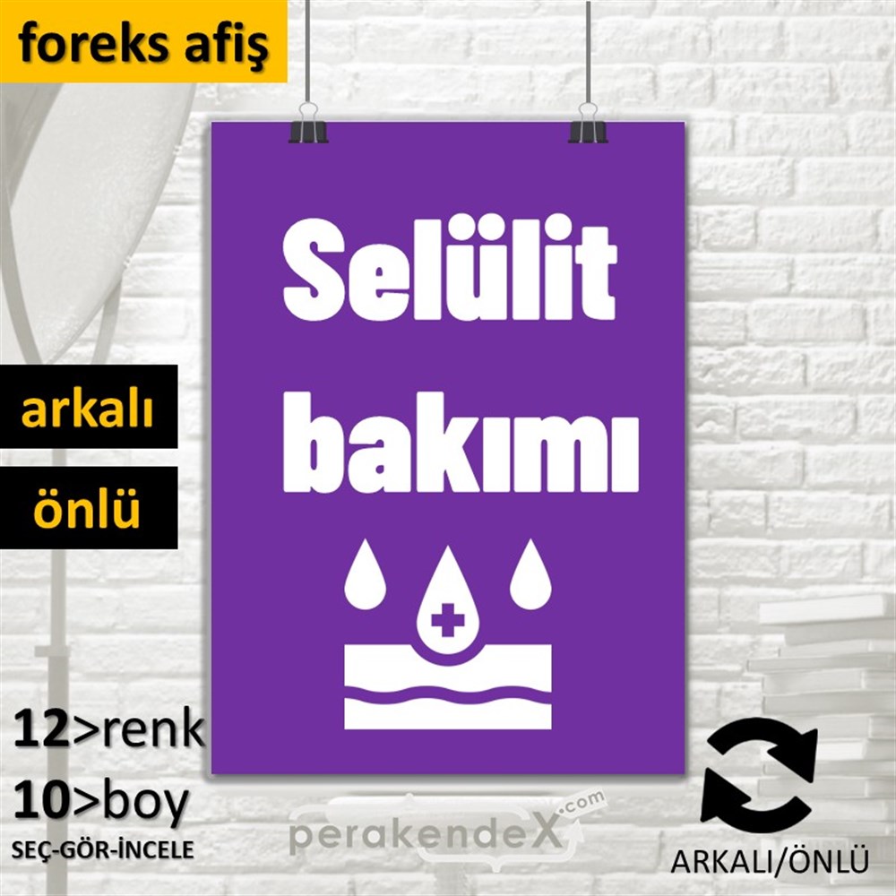 Selülit Bakımı Yazısı SERT PLASTİK POSTER,  AFİŞ -dikdörtgen,çift yön baskısert plastik poster,  afiş