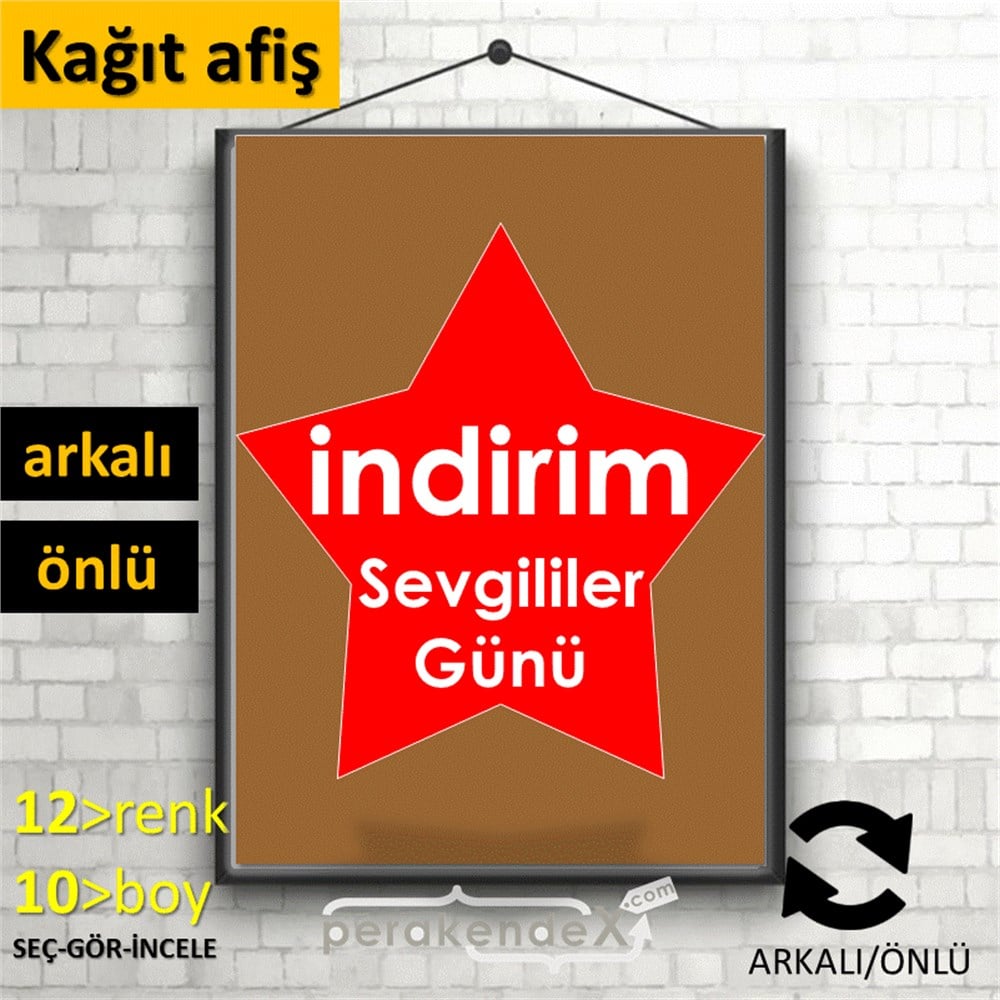 Sevgililer Günü indirim KAĞIT POSTER,  AFİŞ -dikdörtgen,çift yön baskı