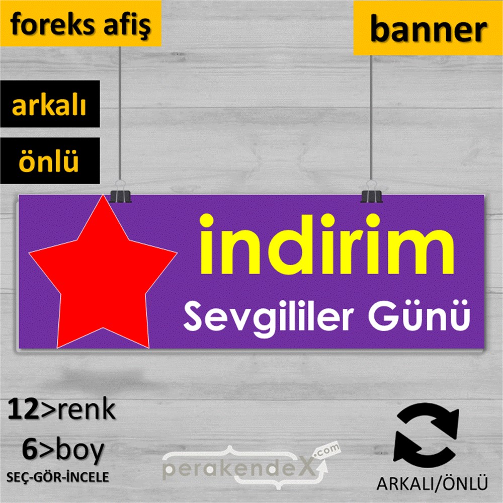 Sevgililer Günü indirim SERT PLASTİK POSTER,  AFİŞ (BANNER) -dikdörtgen,çift yön baskı