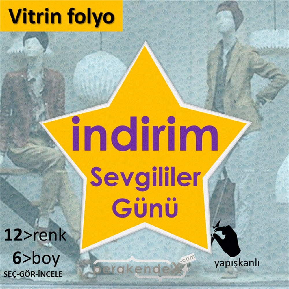 Sevgililer Günü indirim VİTRİN - CAM FOLYO,  VİNİL -yıldız,tek yön baskı