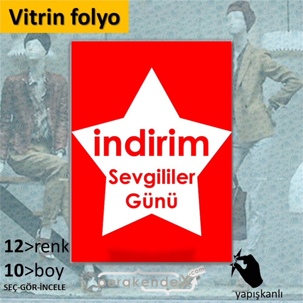 Sevgililer Günü indirim VİTRİN - CAM FOLYO,  VİNİL -dikdörtgen,tek yön baskı
