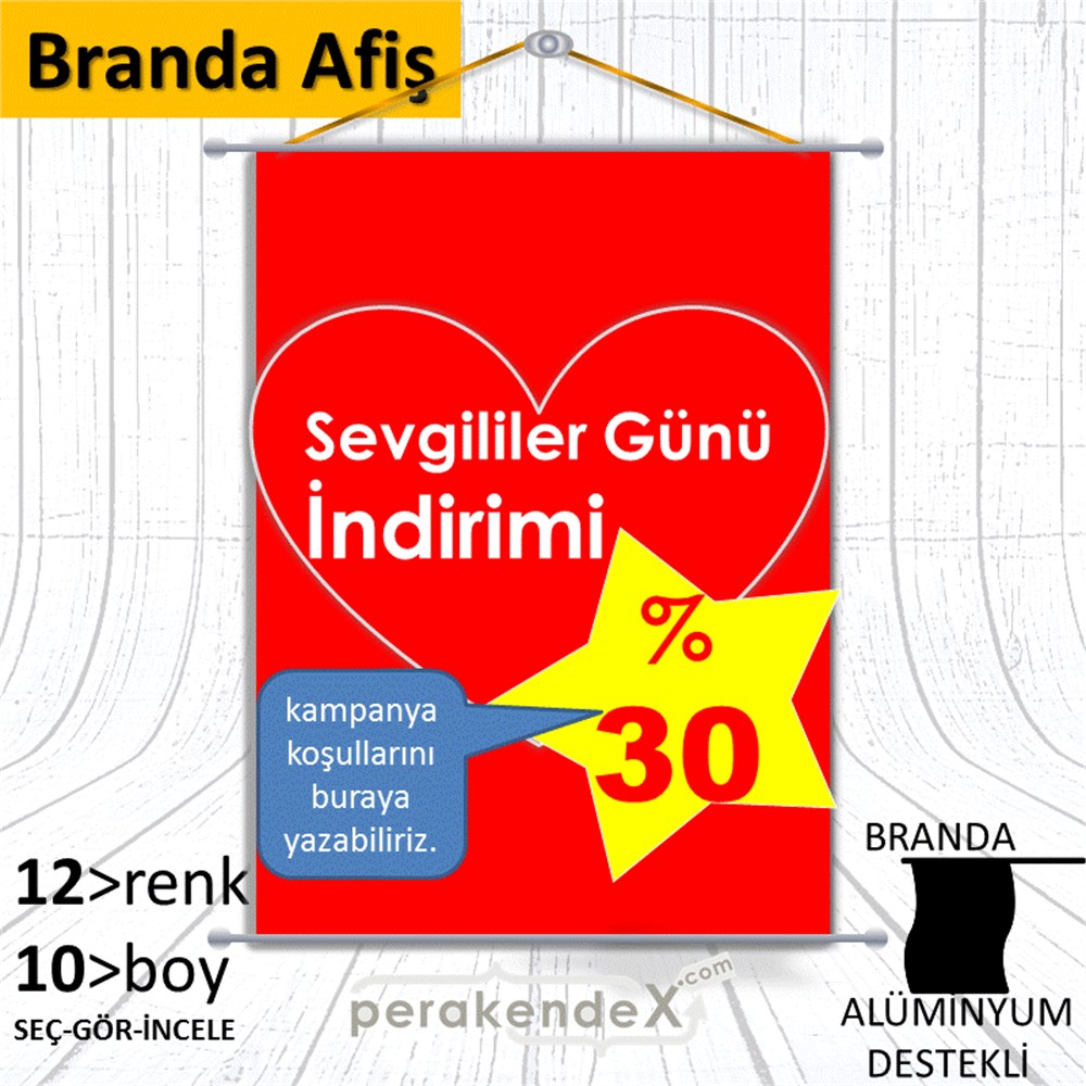 Sevgililer Günü İndirimi BRANDA POSTER,  AFİŞ -dikdörtgen,tek yön baskı
