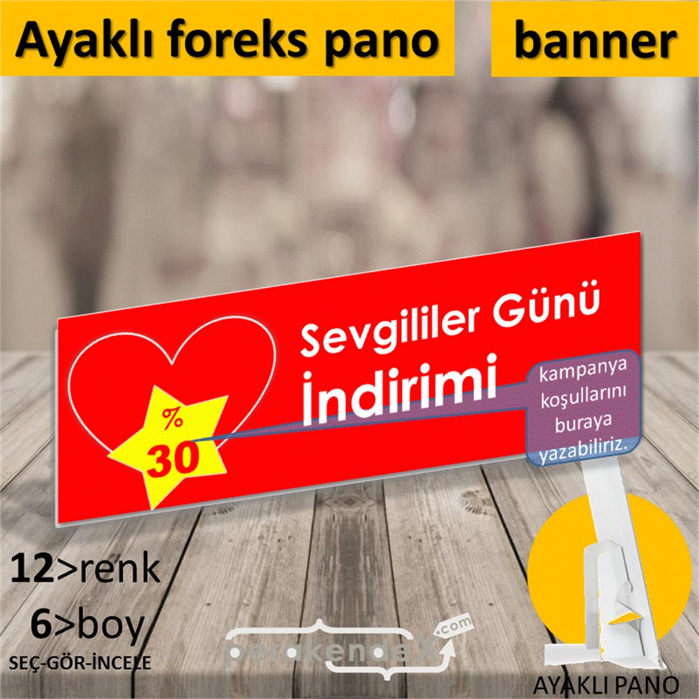 Sevgililer Günü İndirimi KARTON AYAKLI POSTER,  PANO (BANNER) -dikdörtgen,tek yön baskı