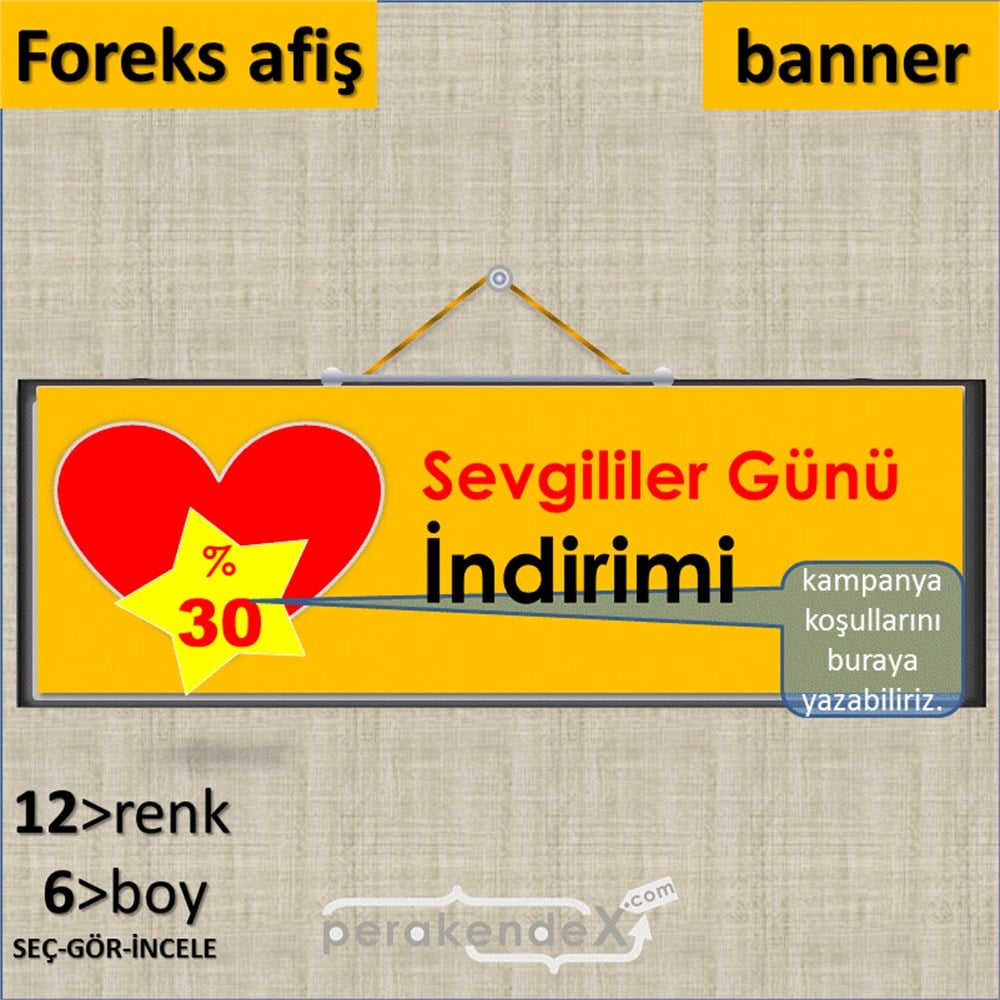 Sevgililer Günü İndirimi SERT PLASTİK POSTER,  AFİŞ (BANNER) -dikdörtgen,tek yön baskı