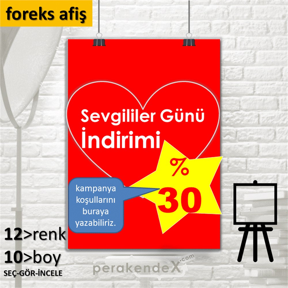 Sevgililer Günü İndirimi SERT PLASTİK POSTER,  AFİŞ -dikdörtgen,tek yön baskı