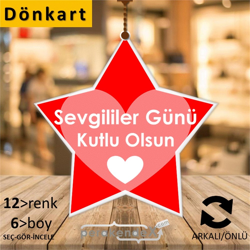 sevgililer günü kutlu olsun  DÖNKART -yıldız,çift yön baskı