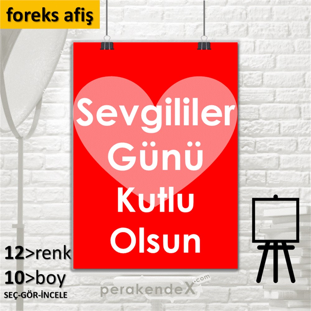 sevgililer günü kutlu olsun  SERT PLASTİK POSTER,  AFİŞ -dikdörtgen,tek yön baskı