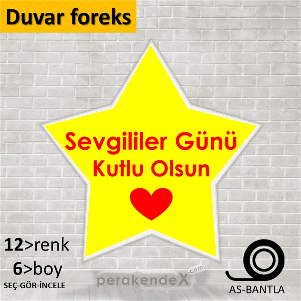 sevgililer günü kutlu olsun  SERT PLASTİK POSTER,  AFİŞ -yıldız,tek yön baskı