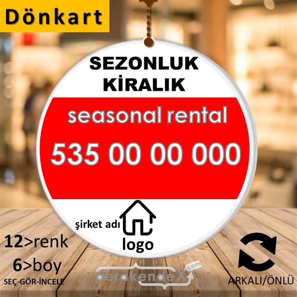 Sezonluk Kiralık Yazısı 004 DÖNKART -oval,çift yön baskıdön-kart