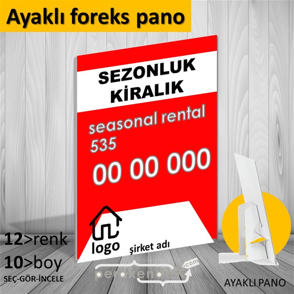 Sezonluk Kiralık Yazısı 004 KARTON AYAKLI POSTER,  PANO -dikdörtgen,tek yön baskıkarton ayaklı poster,  pano