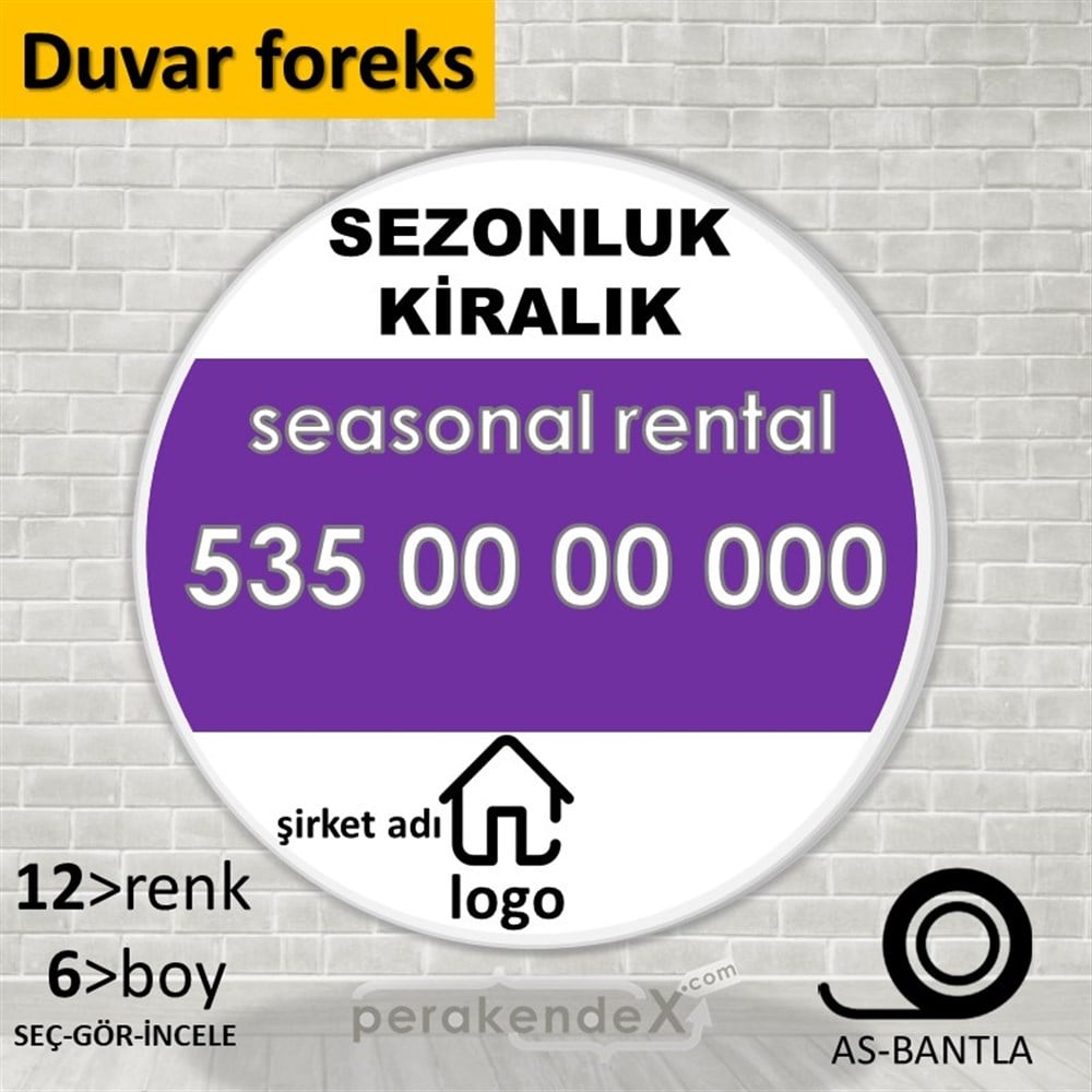 Sezonluk Kiralık Yazısı 004 SERT PLASTİK POSTER,  AFİŞ -oval,tek yön baskısert plastik poster,  afiş