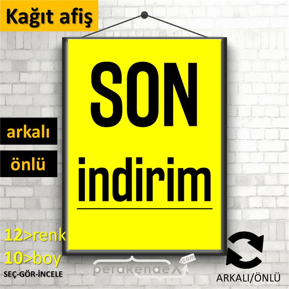 son indirim  KAĞIT POSTER,  AFİŞ -dikdörtgen,çift yön baskı