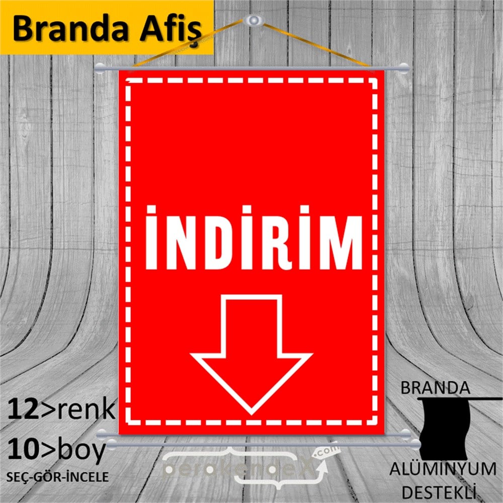standart indirim BRANDA AFİŞİ -dikdörtgen,tek yön baskı