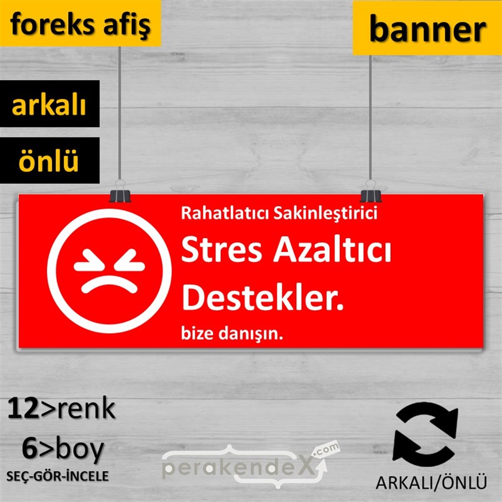 Stres Azaltıcı Destekler  SERT PLASTİK POSTER,  AFİŞ (BANNER) -dikdörtgen,çift yön baskısert plastik poster,  afiş