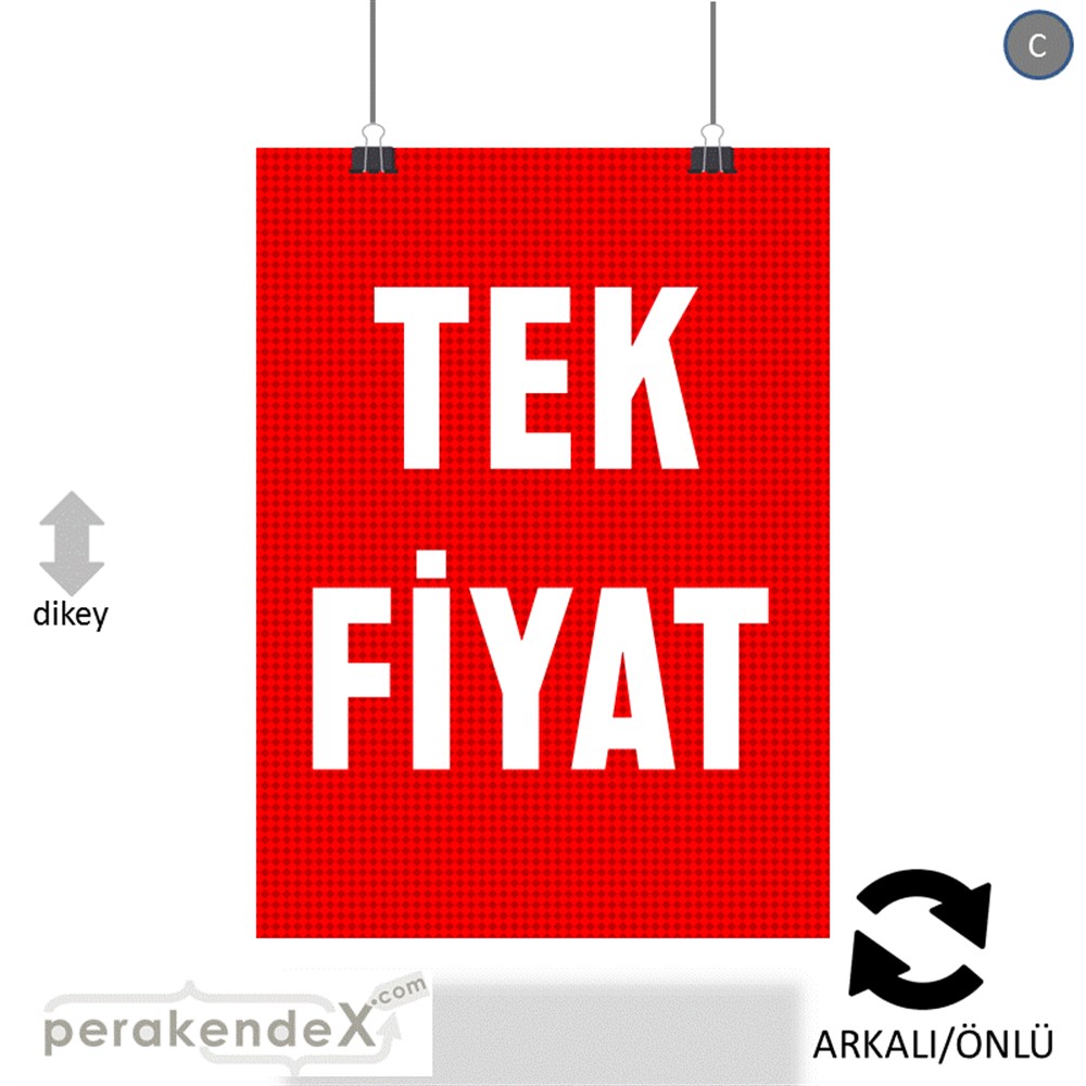 tek fiyat POSTERİ -dikdörtgen,çift yön baskı