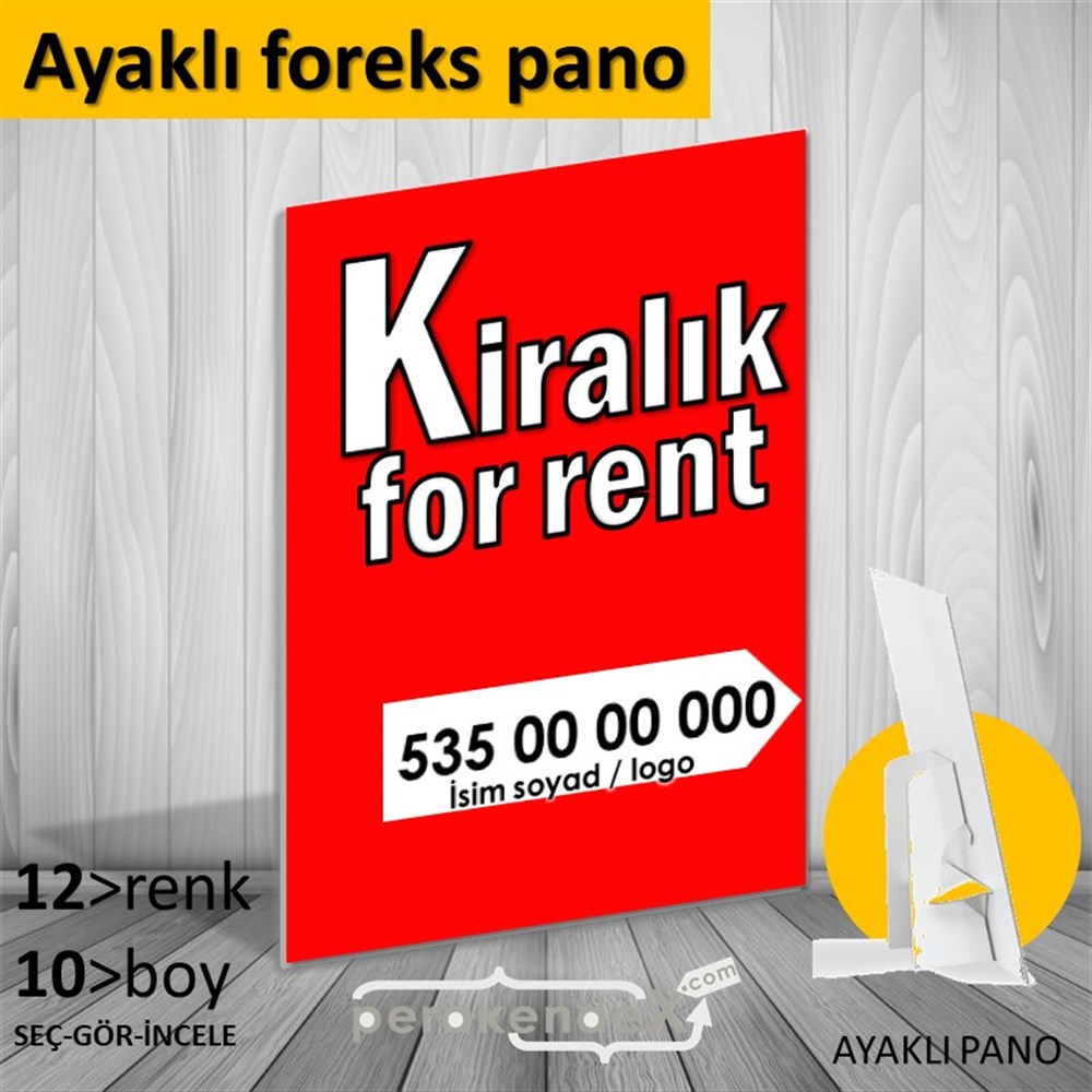 Tr İngilizce Kiralık Yazısı 008 KARTON AYAKLI POSTER,  PANO -dikdörtgen,tek yön baskıkarton ayaklı poster,  pano