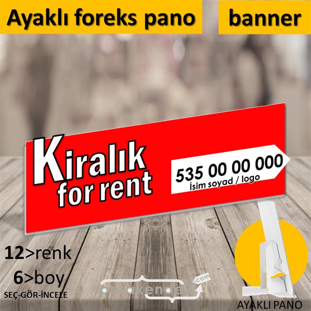 Tr İngilizce Kiralık Yazısı 008 KARTON AYAKLI POSTER,  PANO (BANNER) -dikdörtgen,tek yön baskıkarton ayaklı poster,  pano