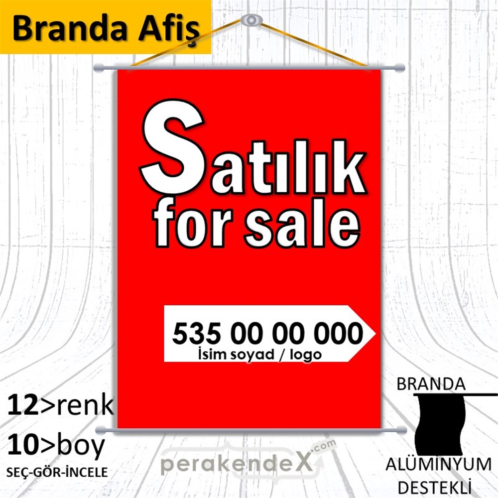 Tr İngilizce Satılık Yazısı 008 BRANDA POSTER,  AFİŞ -dikdörtgen,tek yön baskıbranda poster,  afiş