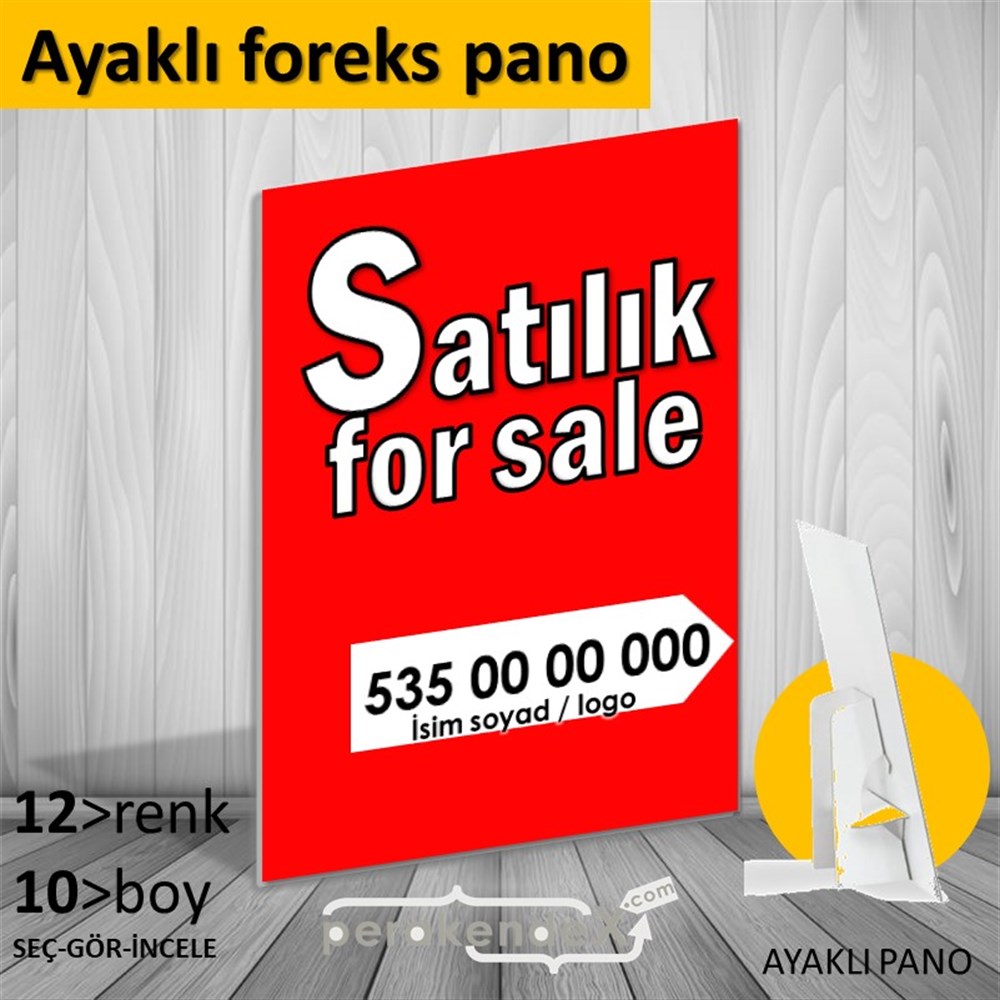 Tr İngilizce Satılık Yazısı 008 KARTON AYAKLI POSTER,  PANO -dikdörtgen,tek yön baskıkarton ayaklı poster,  pano