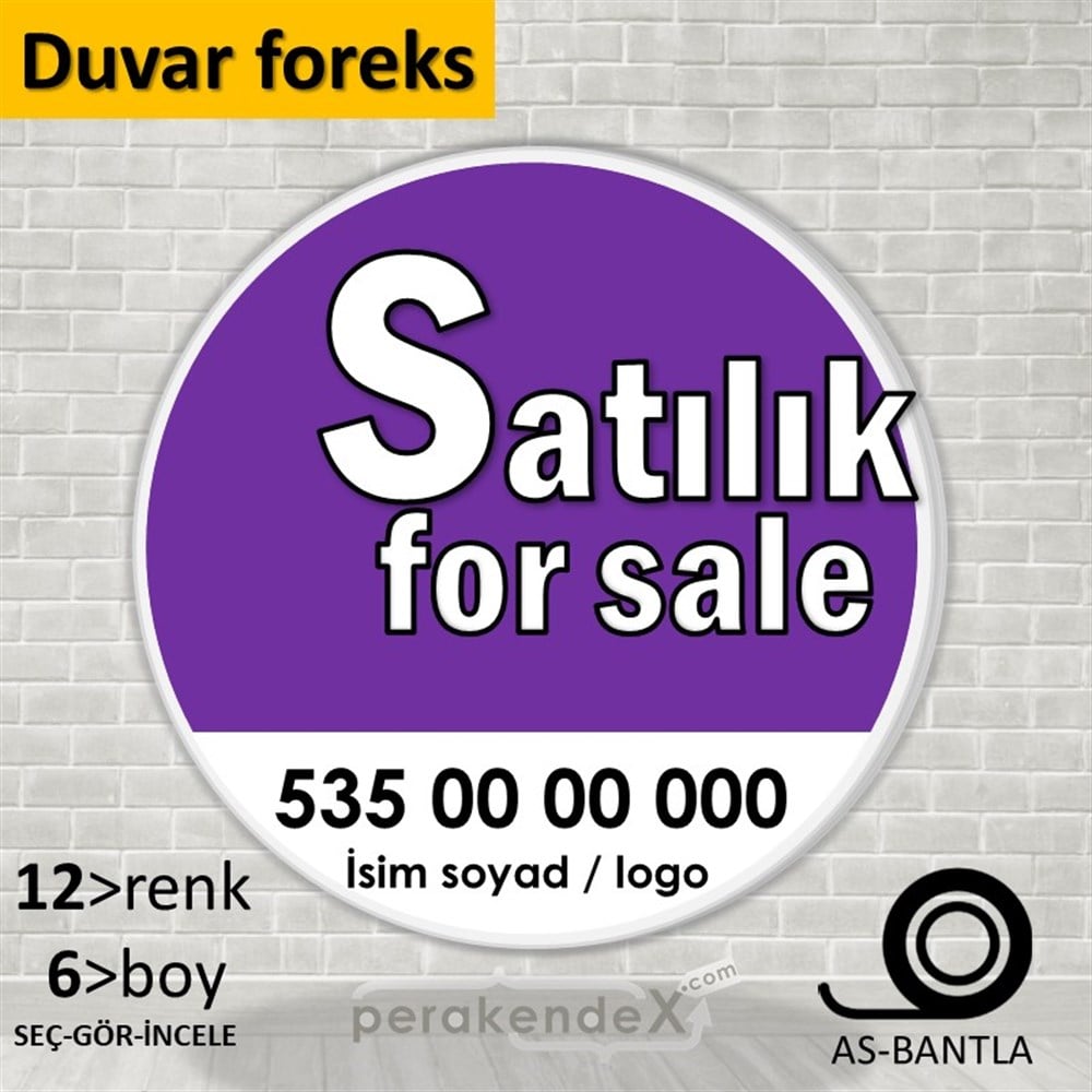 Tr İngilizce Satılık Yazısı 008 SERT PLASTİK POSTER,  AFİŞ -oval,tek yön baskısert plastik poster,  afiş