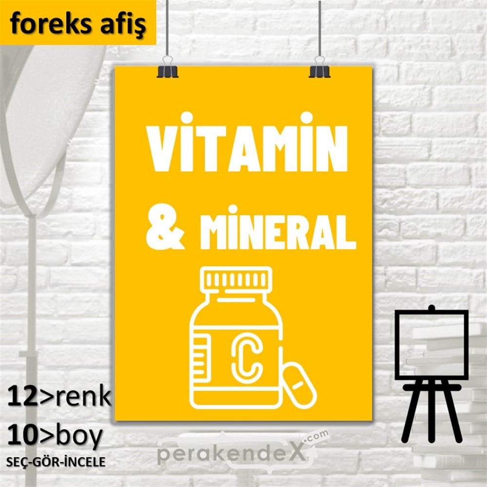 Vitamin Ve Mineral Yazısı SERT PLASTİK POSTER,  AFİŞ -dikdörtgen,tek yön baskısert plastik poster,  afiş