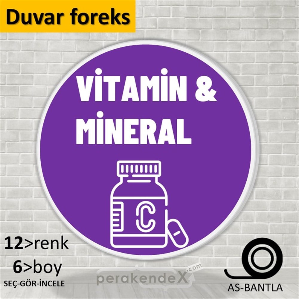 Vitamin Ve Mineral Yazısı SERT PLASTİK POSTER,  AFİŞ -oval,tek yön baskısert plastik poster,  afiş